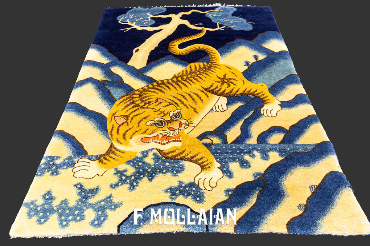 Antique Peking Tiger design pictorial Hand-knotted Rug n°:351408